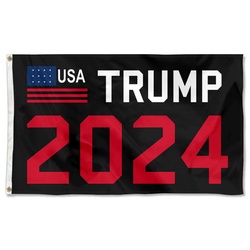 Trump Won Black 2024 USA Flag Banner
