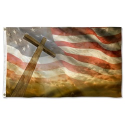Christian Cross American Flag Banner 4106