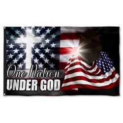 Christian Cross American One Nation Under God Flag Banner