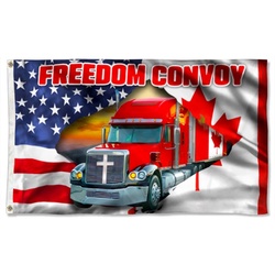 Freedom Convoy 2022 Canadian Trucker Mandate Freedom Jesus Christian Flag Banner