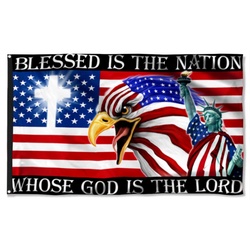 God Eagle American Blessed Is The Nation Whose God Is The Lord Flag Banner