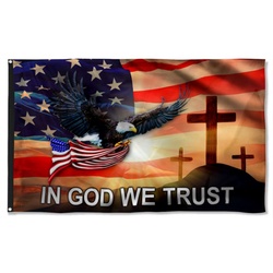 In God We Trust Eagle Christian Cross Flag Banner
