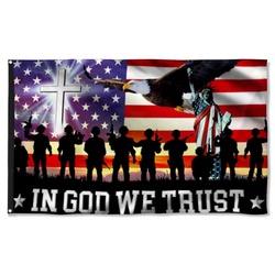 In God We Trust, Christian Cross American Eagle Flag Banner