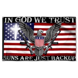 In God We Trust, Christian Cross, American Eagle Flag Banner