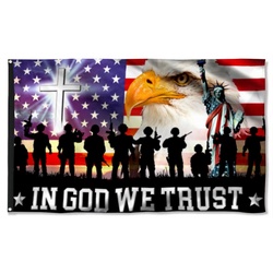 In God We Trust, Christian Cross, Thank You Veterans, American Eagle Flag Banner