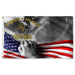 Jesus America 1 Cross 3 Nails 4 Given Flag Banner