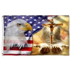 Jesus Christ Eagle Flag Banner