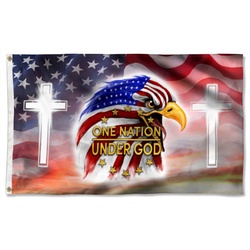 Jesus Eagle One Nation Under God Flag Banner