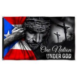 Jesus Flag One Nation Under God Jesus Puerto Rico Flag Banner