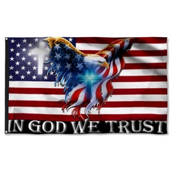 In God We Trust, Christian Cross, American Eagle Flag Banner 41103