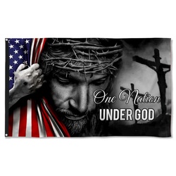 Jesus One Nation Under God Flag Banner 41104