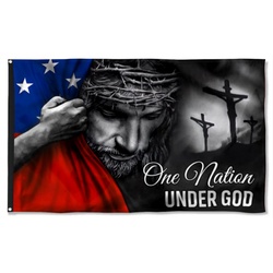 Jesus One Nation Under God Samoa Flag Banner 41150