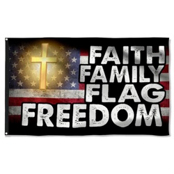 Jesus Patriotic Christian Faith Family Freedom Flag Banner 41120