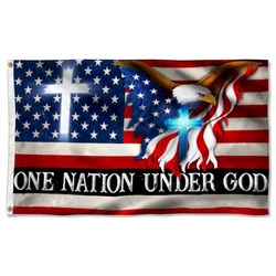 One Nation Under God, Christian Cross, American Flag Banner 41135