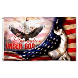 One Nation Under God. Jesus Christian American Flag Banner 41303