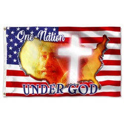 Patriotic Christian One Nation Under God Flag Banner 41307