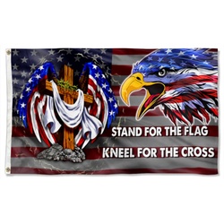 Patriotic Eagle Christian Cross American Flag Banner 41308