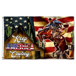 Horse Cowboy America Flag Banner 41508