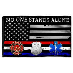 Firefighter EMT Police No One Stands Alone First Responder Flag Banner 41538