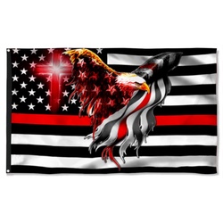 Firefighter The Thin Red Line American Eagle Flag Banner 41547