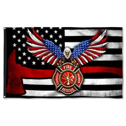 Firefighter The Thin Red Line American Eagle Flag Banner 41549