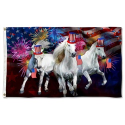 Horses Independence Day Horses American Flag Banner 41708