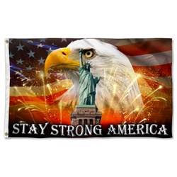 Stay Strong America Eagle Happy Independence Day 4th of July Flag Banner 41711