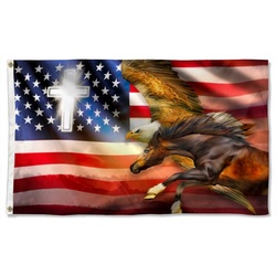 American Eagle Horse Patriot God Jesus Flag Banner 41771