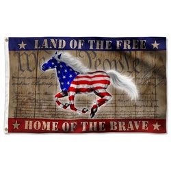 Horse Land of the Free Home of the Brave American Patriot lag Banner 41754