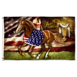 Patriotic Faith Horse American Flag Banner 41748