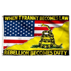 Gadsden Betsy Ross When Tyranny Becomes Law Rebellion Becomes Duty Flag Banner 41833