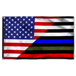 Police Military and Fire Thin Line USA Blue Green Red Line Flag Banner 41910