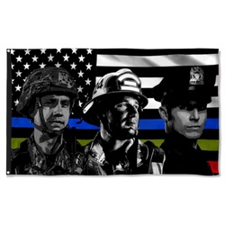 Police Military and Fire Thin Line USA Blue Green Red Line Flag Banner 41911