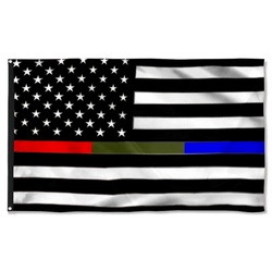Police Military and Fire Thin Line USA Blue Green Red Line Flag Banner 41912
