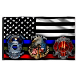 Police Military and Fire Thin Line USA Blue Green Red Line Flag Banner 41913