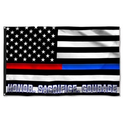 Thin Red Blue Line Firefighter Police Honor Sacrifice Courage Flag Banner 41919