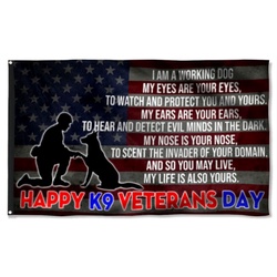 Happy K9 Veterans Day German Shepherd Flag Banner 42515