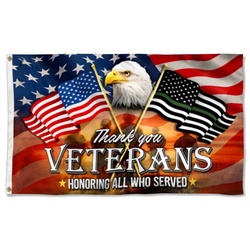 Thank You Veterans, Memorial American Eagle Flag Banner 42522