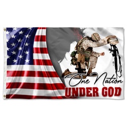 Veteran Kneeling Under God Veteran God Bless One Nation Under God Flag Banner 42538