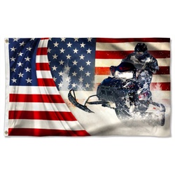 Snowmobile American Flag Banner 42111