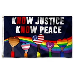 Equality Know Justice Know Peace Rainbow Flag Banner 42702