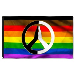 Equality LGBT BLM Rainbow Hippie Peace Sign Flag Banner 42703