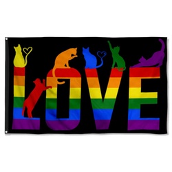 LGBT Pride Month Love Cat Flag Banner 42726