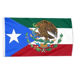 Half Puerto Rico Half Mexico Flag Banner