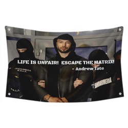 Andrew Tate Arrest Escape the Matrix Flag Banner