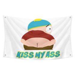 South Park Cartman Kiss My Flag Banner