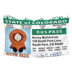 South Park Kenny Bus Pass Flag Banner