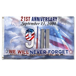 911 We Will Never Forget 21th Anniversary Flag Banner 41906
