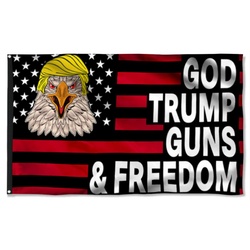 God Trump Guns and Freedom Flag Banner
