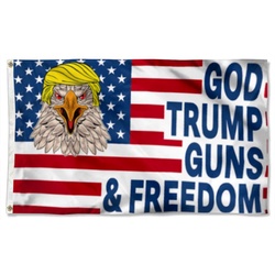 God Trump Guns and Freedom Flag Banner